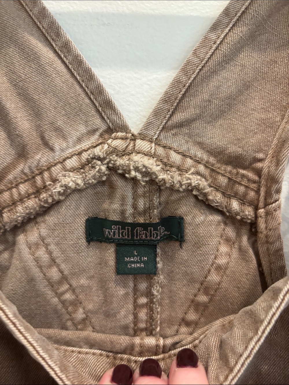Wild Fable Overalls Baggy Brown Cargo Denim Size Large - Picture 5 of 6